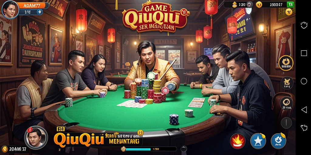 Screenshot gameplay QiuQiu ADAM77 yang menegangkan.