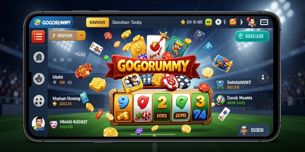 Tampilan antarmuka pengguna GOGORUMMY dengan fitur taruhan olahraga.