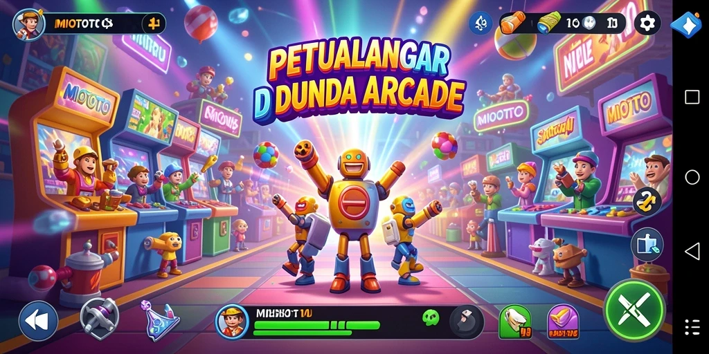 Screenshot gameplay MIOTOTO yang penuh aksi dan warna.