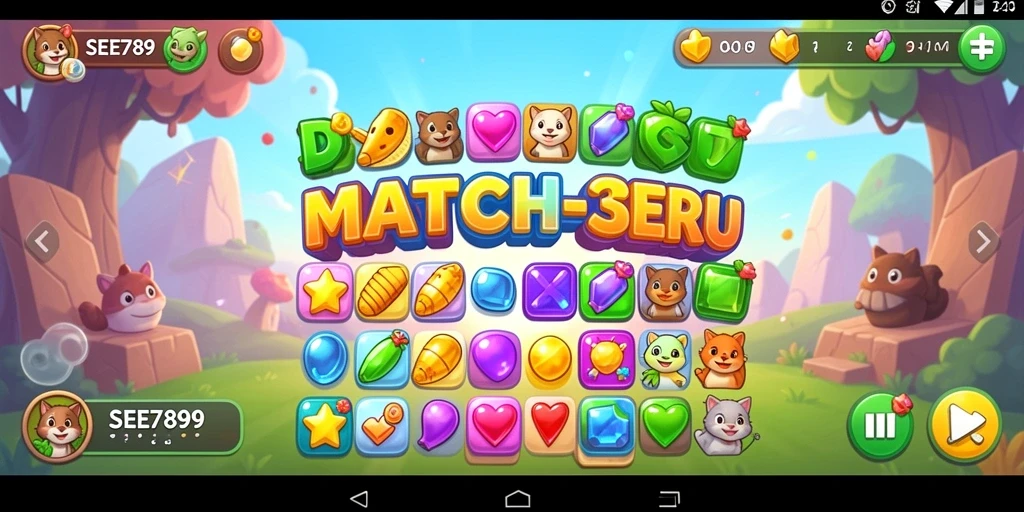 Tampilan menarik dari gameplay Match-3 di SEE789.